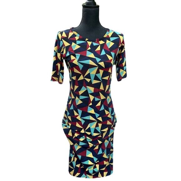 LulaRoe Julia Dress Small Soft High Scoop KneeLength Pencil Skirt Abstract S 4-6 - Picture 5 of 10